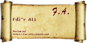 Für Ali névjegykártya